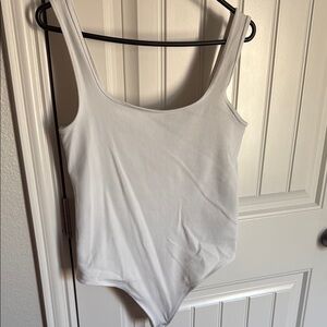 Abercrombie White Ribbed Bodysuit size large